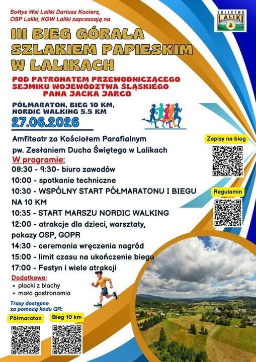 III Bieg Górala i Półmaraton Szlakiem Papieskim w Lalikach