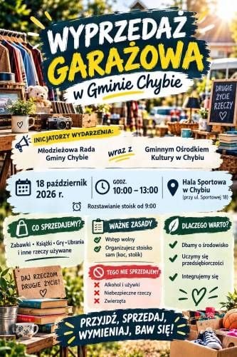 Wyprzedaż garażowa w hali sportowej w Chybiu