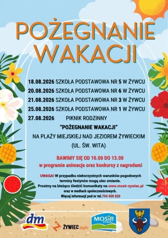 Rodzinne pożegnanie wakacji na Plaży Miejskiej w Żywcu