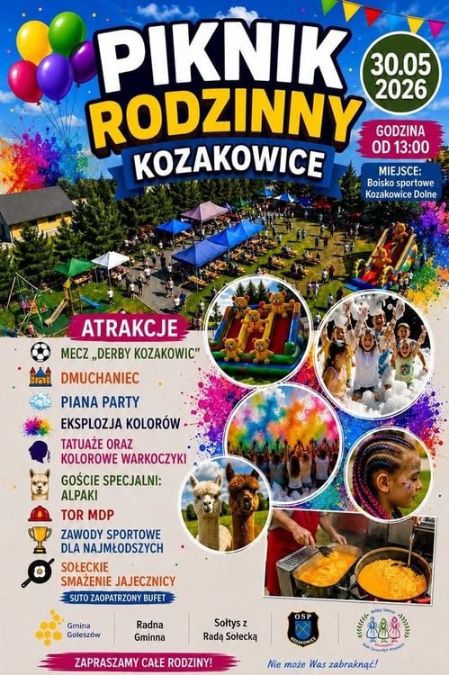 Rodzinny Piknik z Atrakcjami w Kozakowicach 30 maja 2026