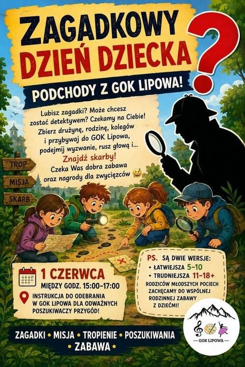 Podchody i zagadki dla dzieci w Lipowej - Dzień Dziecka 2026