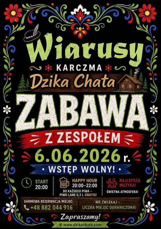 Muzyczna noc z zespołem Wiarusy w Karczmie Dzika Chata w Zawoi