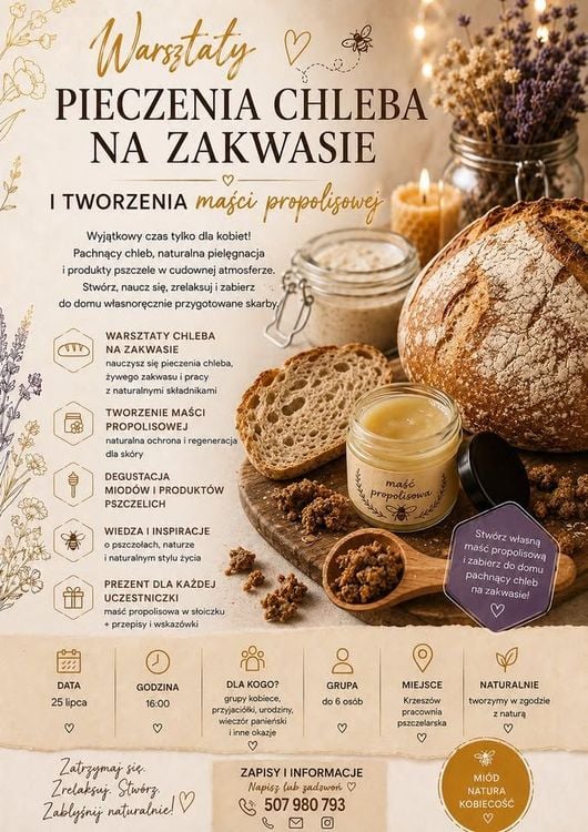 Warsztaty: Chleb na Zakwasie i Maść Propolisowa w Krzeszowie