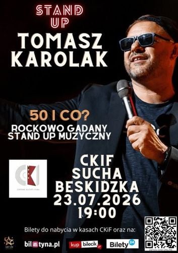 Rockowy stand-up i muzyka Tomasza Karolaka w Suchej Beskidzkiej „50 i CO?”